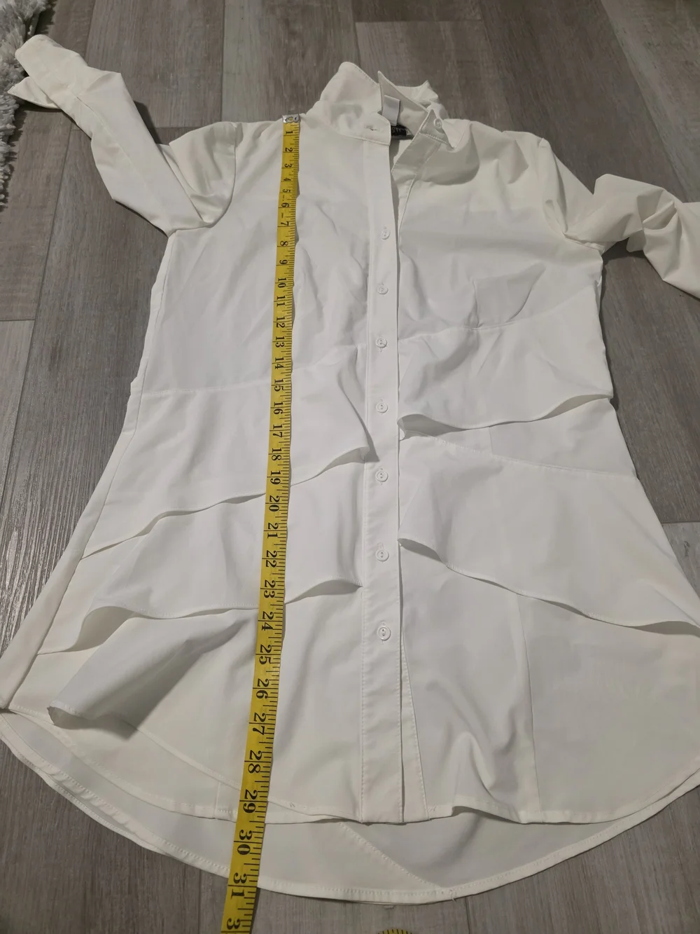 Joseph Ribkoff White Tiered Blouse Size 6 Button Front Ruffle Tunic Top - Picture 9 of 9